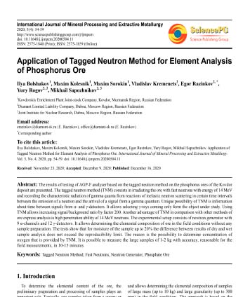 Application of Tagged Neutron Method for Element Analysis of Phosphorus Ore